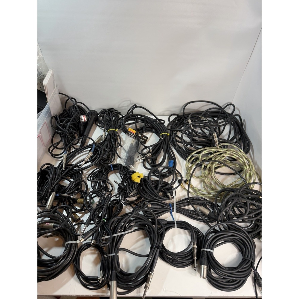 Huge Bulk Lot Pro Audio Cables Microphones XLR 1/4" DIN RadioShack Adapters